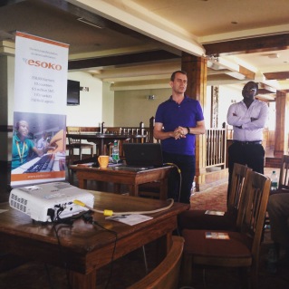 The Esoko CEO explaining their technology to a crowd of potential partners in Dar es Salaam, Tanzania. 