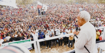Opposition party CHADEMA presidential candidate Edward Lowassa speaks at home village in Arusha region yesterday during the campaign rally held at police ground.  PHOTO|EDWIN MJWAHUZI